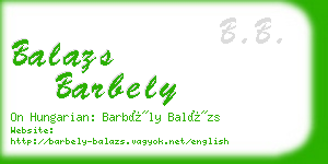 balazs barbely business card
